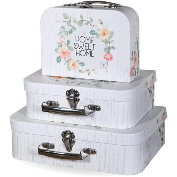 Luggage Décor: Set of 3 Paperboard Suitcases, Decorative Cardboard Storage Boxes - Picture 1 of 5